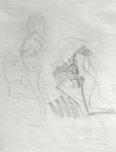 Two quick sketches of a woman