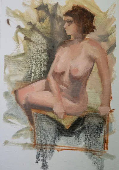 Quick oil painting of a woman