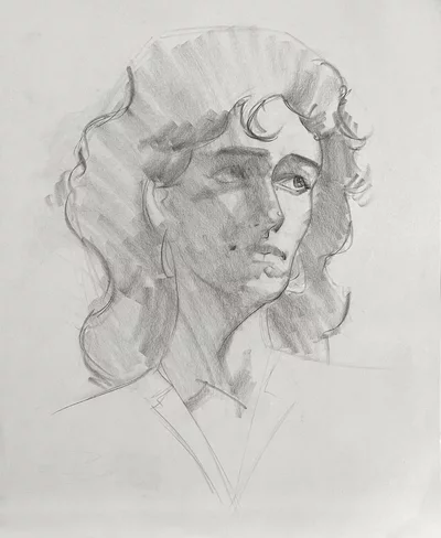 Portrait einer Frau mit Kohle gezeichnet