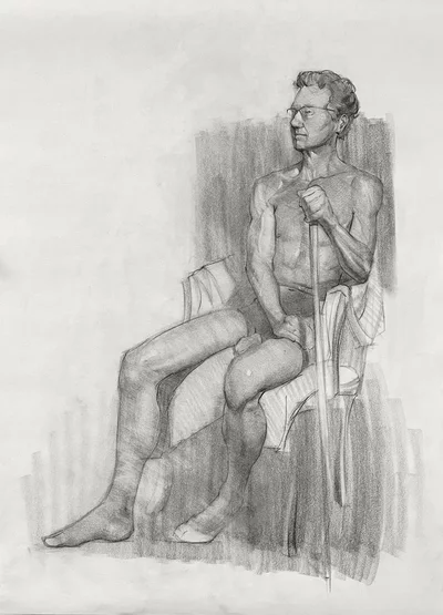 Charcoal life drawing of a man