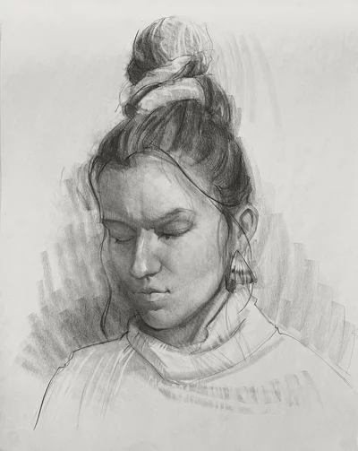 charcoal portrait of a young woman