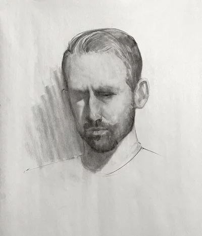 Schnelles Portrait  von einem jungen Mann in Kohle gezeichnet