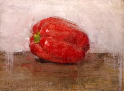 Rote Paprika in Öl gemalt
