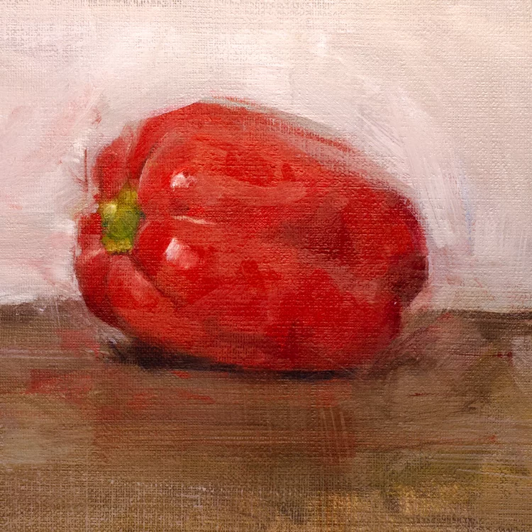 Painting of a red bell pepper