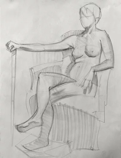 Life drawing of a sitting woman