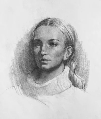 Charcoal drawing of a young woman