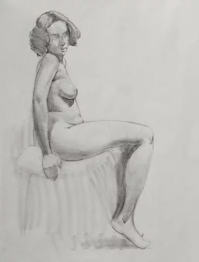layin drawing of a sitting woman