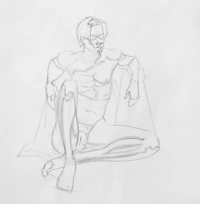 Quick life drawing of a sitting man