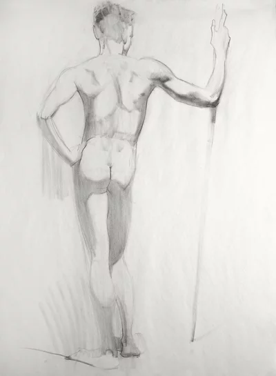 Charcoal drawing of a young man