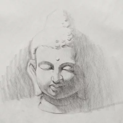 Zeichnung einer Buddha Büste