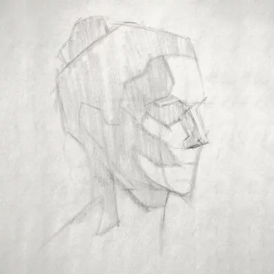Block in drawing of a head
