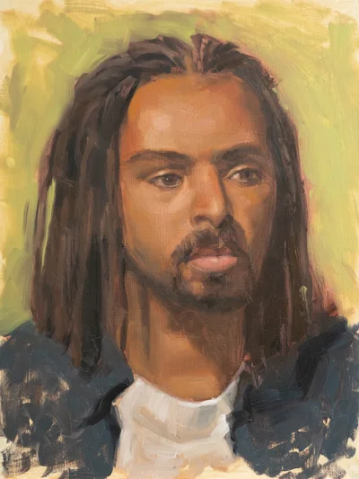 Öl Portrait Mann mit Dreadlocks
