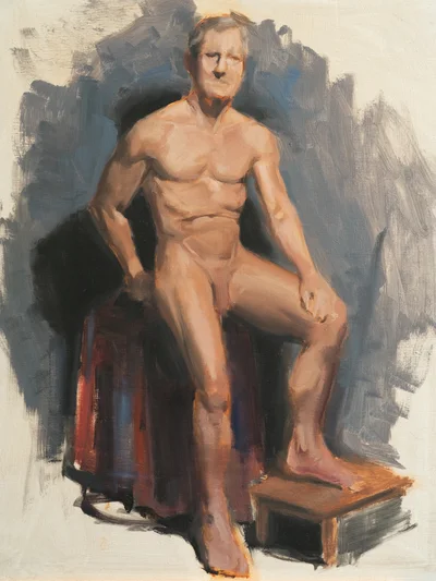 Sitzender Akt in Öl gemalt