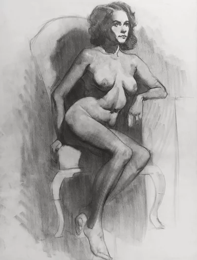 Drawing of a nude woman
