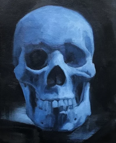 Monochrome study of a skull