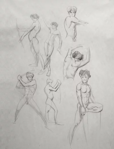Life drawings of a male model