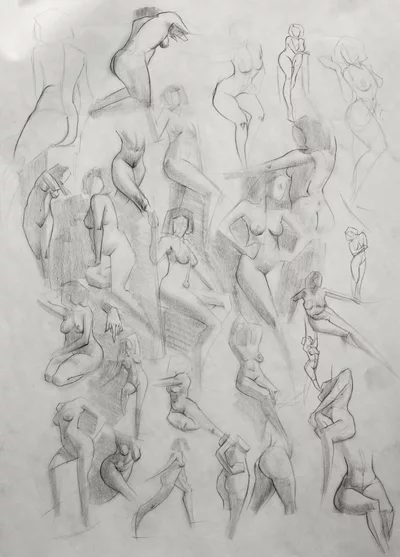 Life drawings of a female model